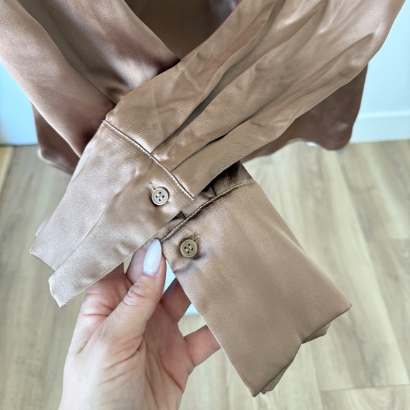Pleione Satin Button-Down Blouse in Bronze - Picture 4 of 9